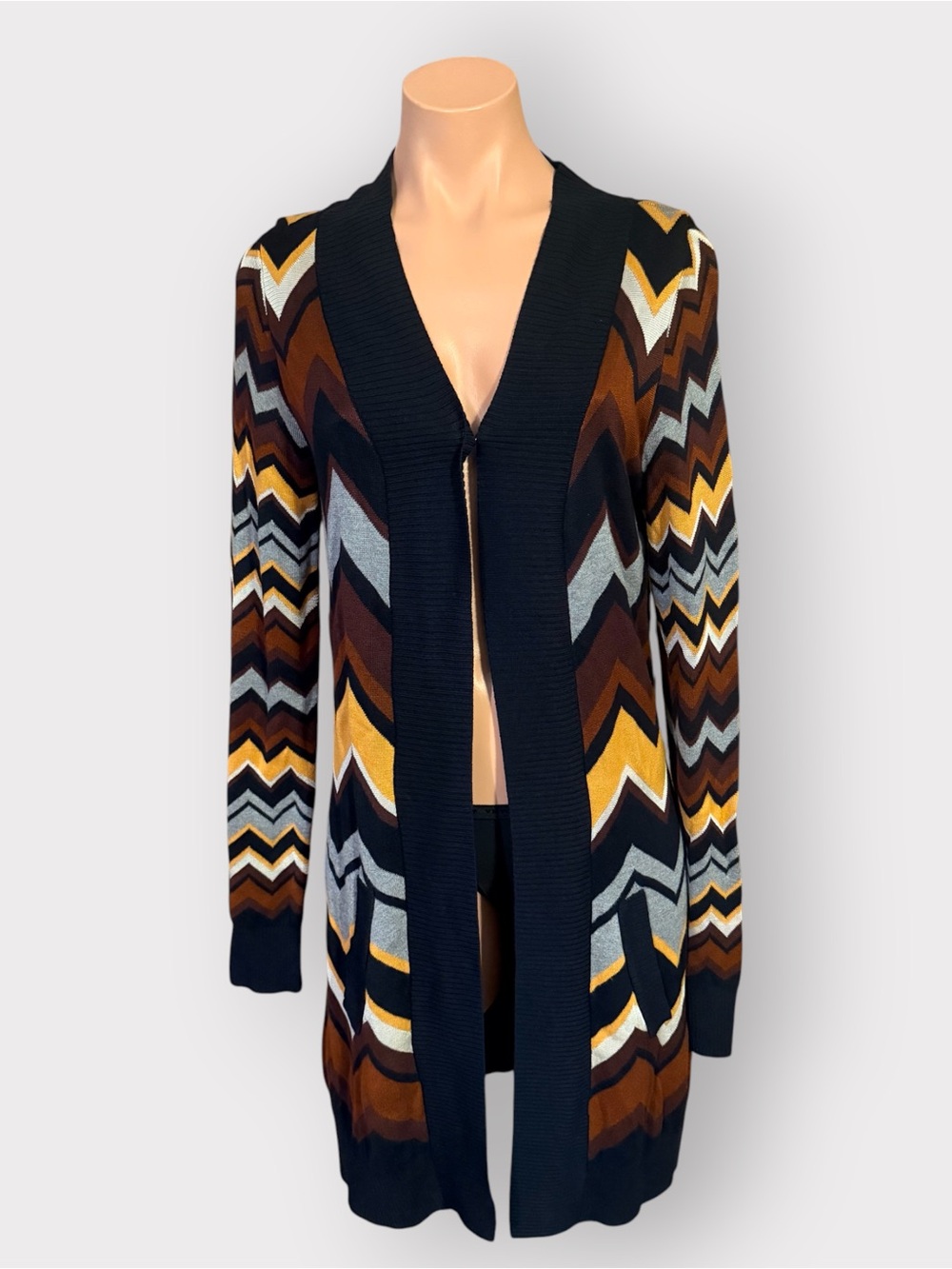 ⁠Missoni For Target Womens M Chevron Striped Long Duster Cardigan Sweater Knit